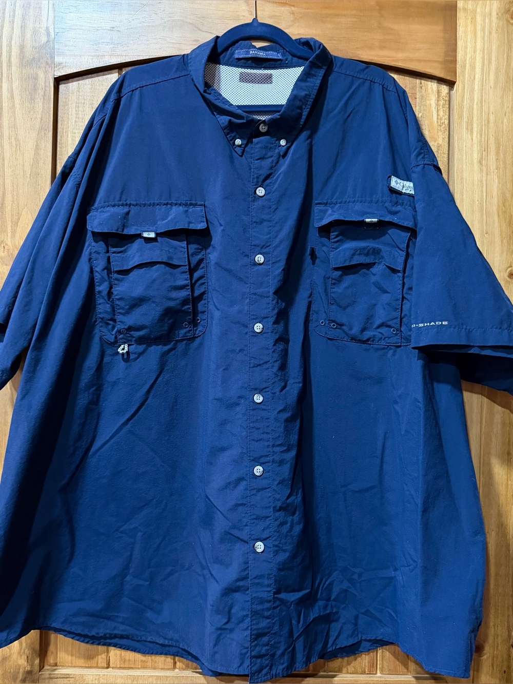 Columbia PFG OMNI-Shade Men's Navy Short-Sleeve Button-Down Fishing Shirt